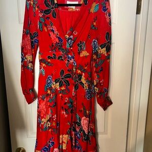 Floral Red Wrap Dress